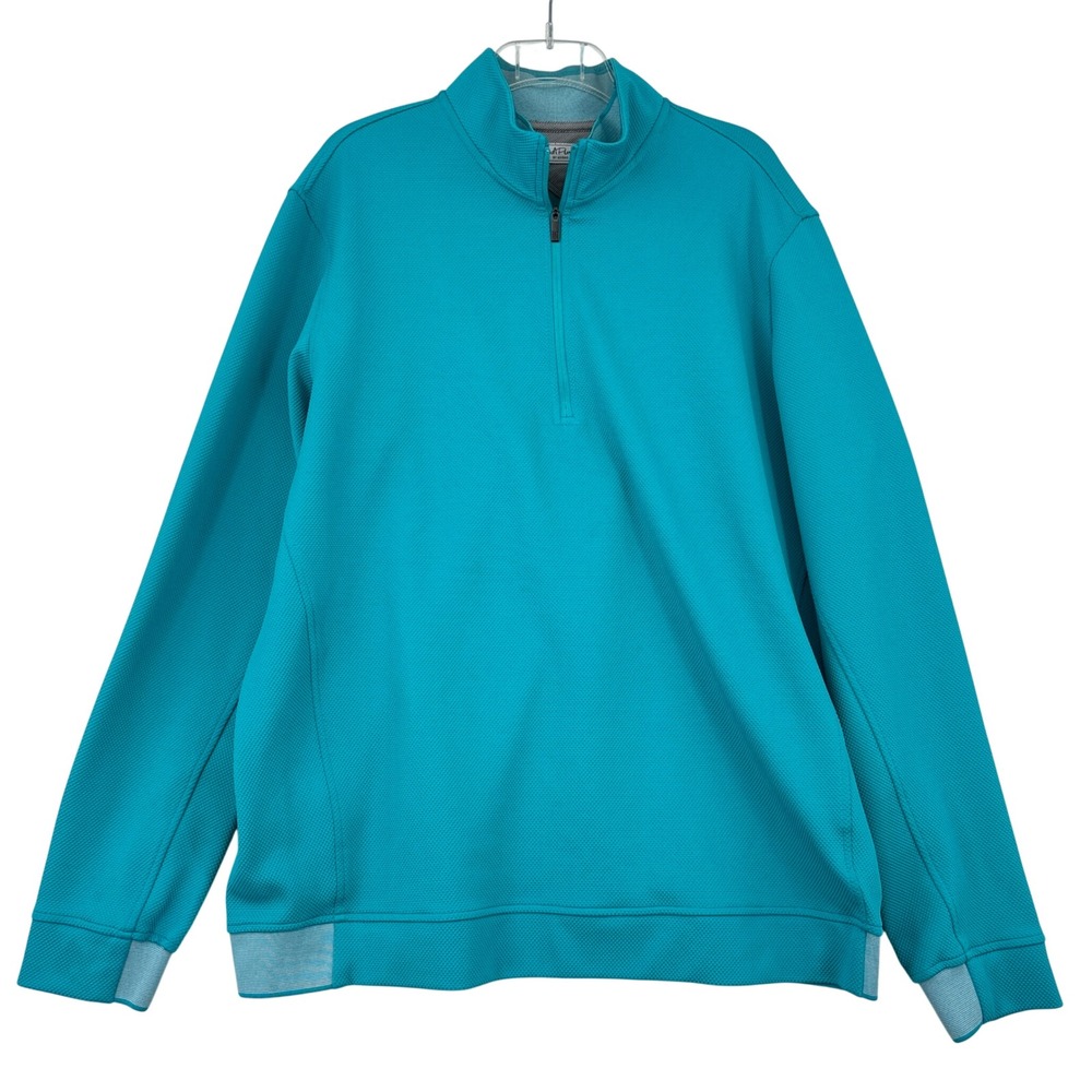 AdiPure Adidas Quarter Zip Sweatshirt Pullover Top Mens XL Turquoise Textured